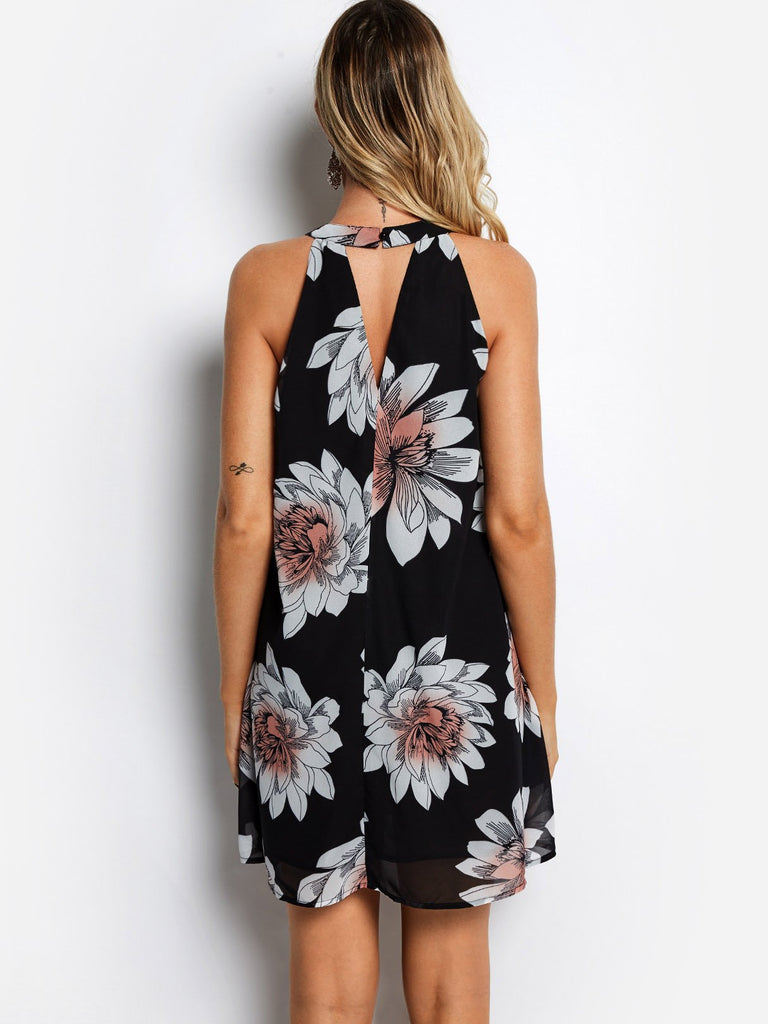 Womens Black Floral Dresses