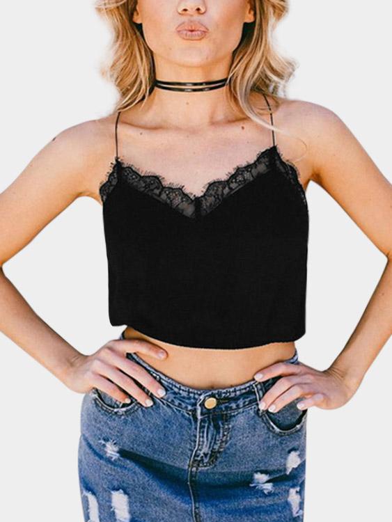 Lace Trim Details V-Neck Cami