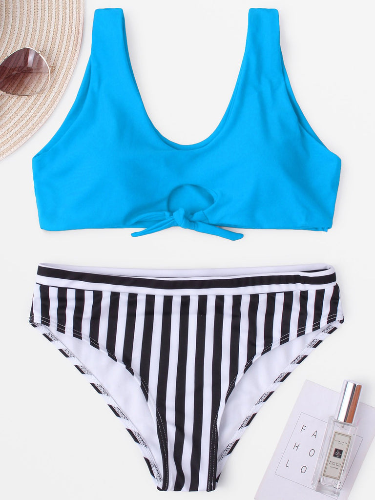 Ladies V-Neck Two Piece Bikinis