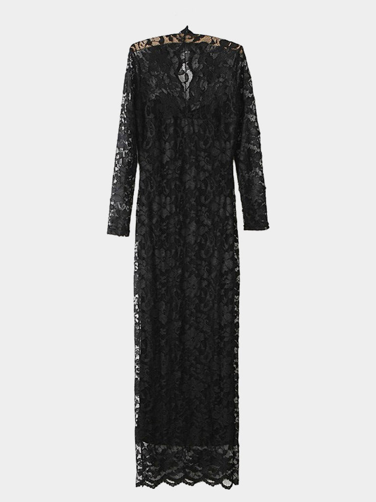 Black Long Sleeve Lace Maxi Dress