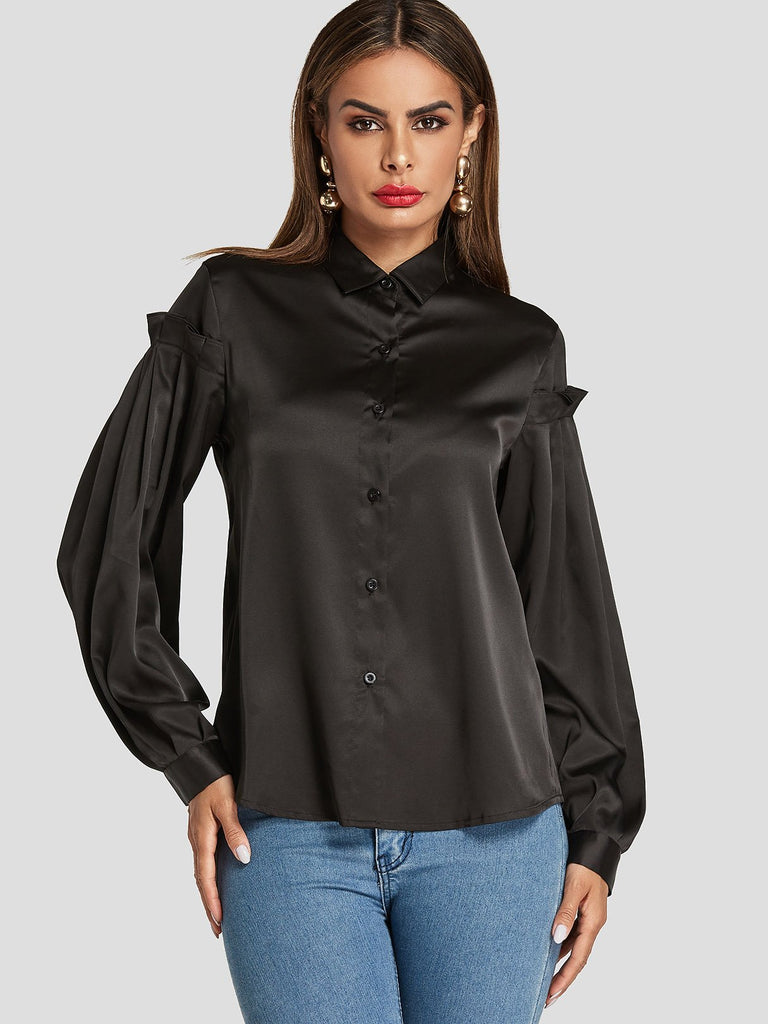 Long Sleeve Black Blouses