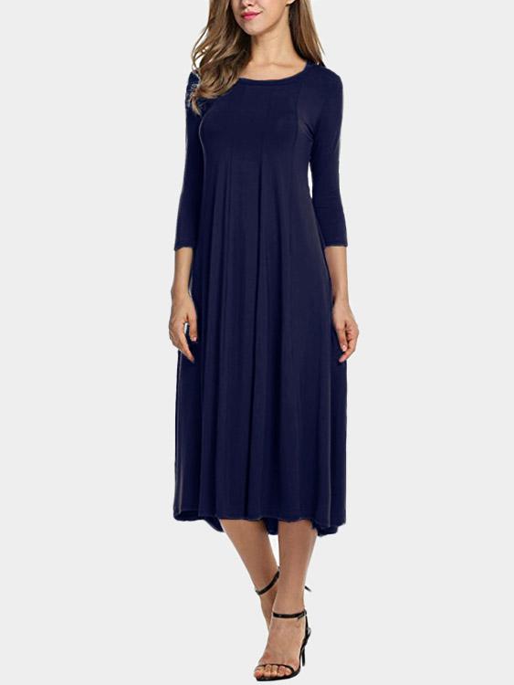 Ladies Navy Midi Dresses