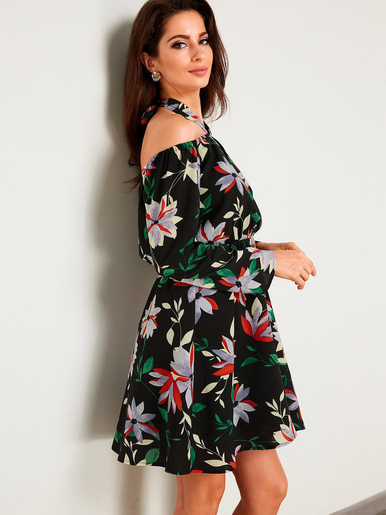 Ladies Black Floral Dresses