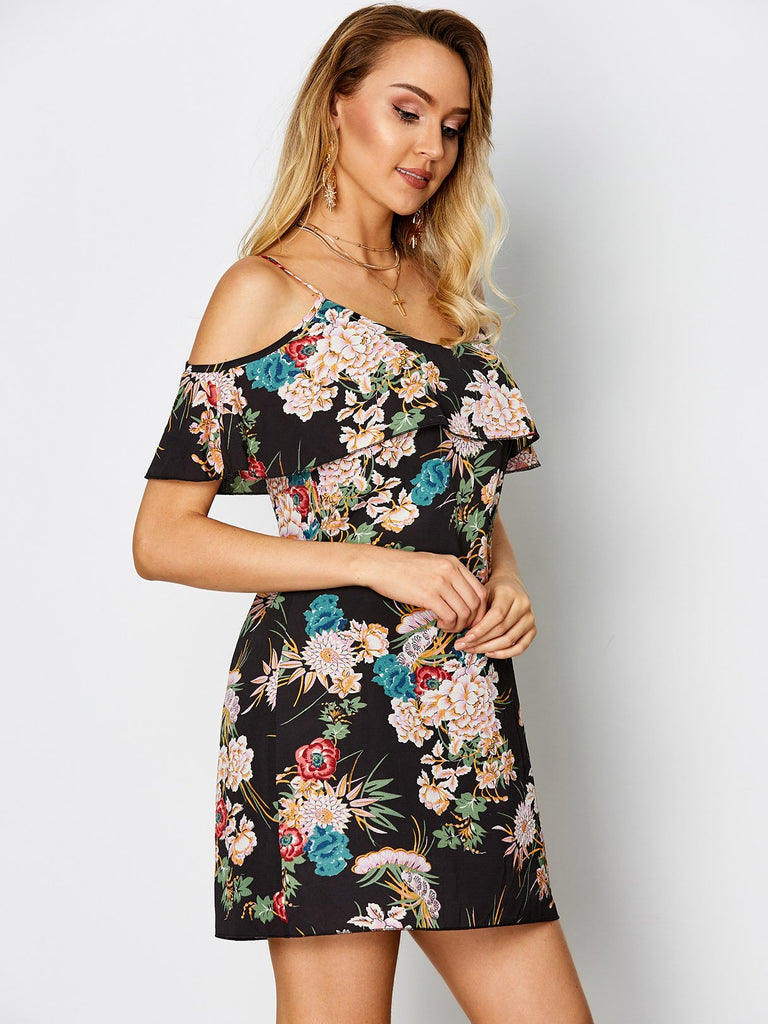 Ladies Black Floral Dresses