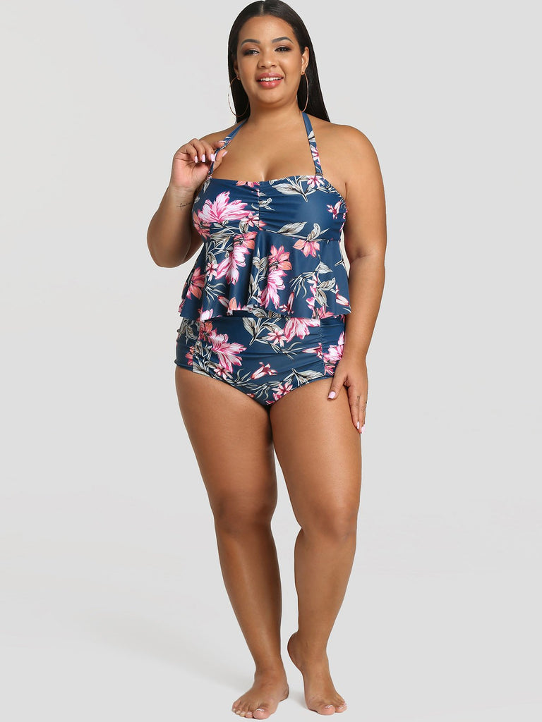 Womens Navy Plus Size Swimwear