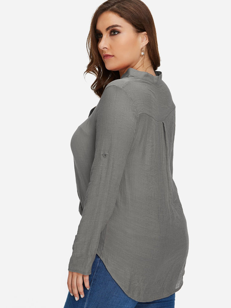 Womens Grey Plus Size Tops