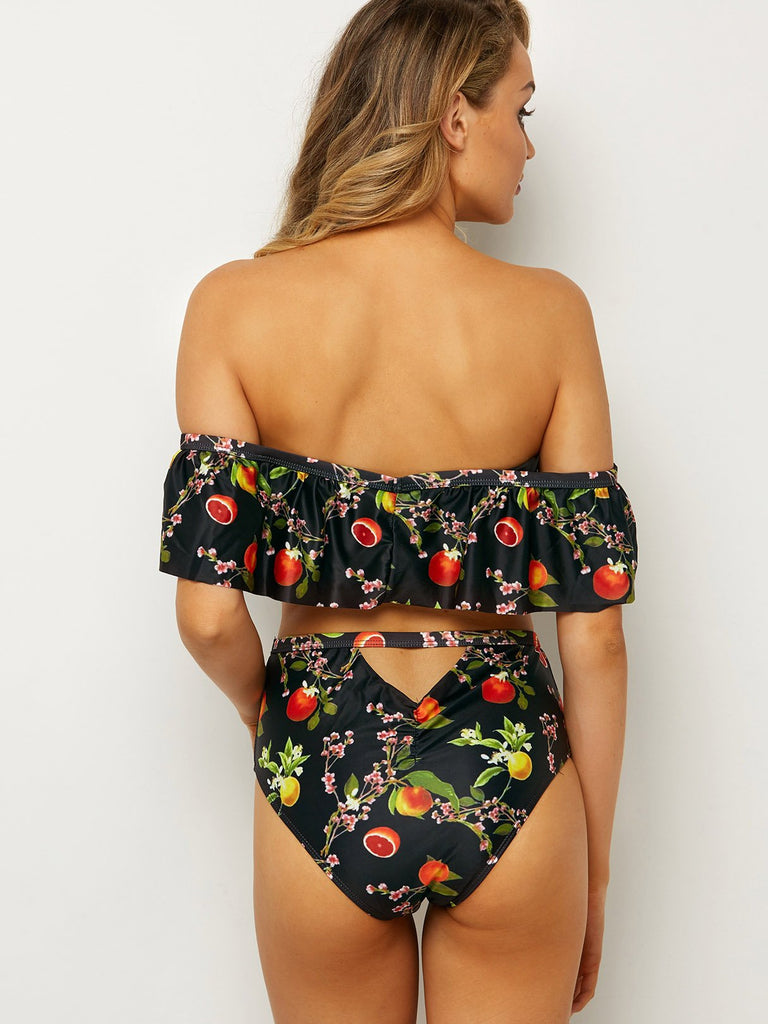 Womens Floral Print One-Pieces Swimwear