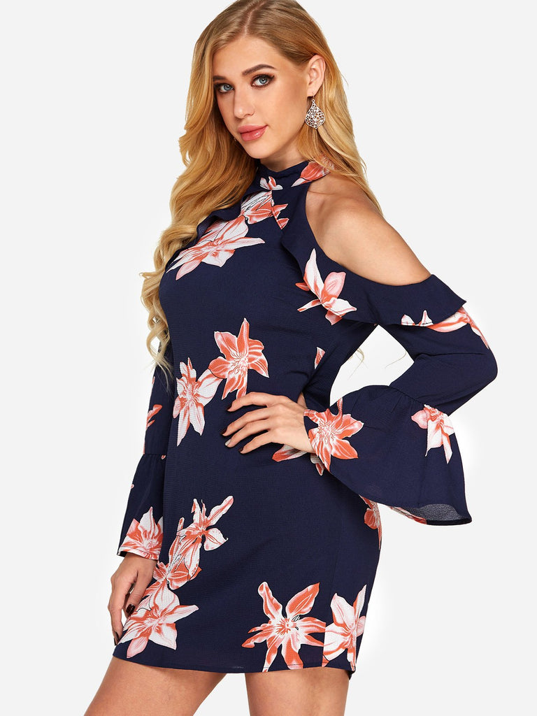 Ladies Navy Floral Dresses
