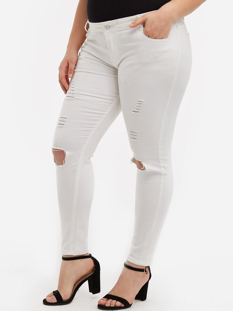 Ladies White Plus Size Bottoms