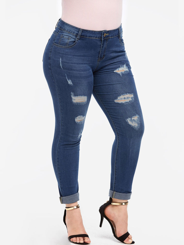 Ladies Blue Plus Size Bottoms