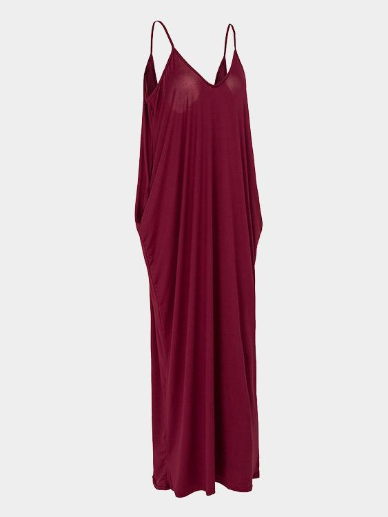 Ladies Wine Red Maxi Dresses