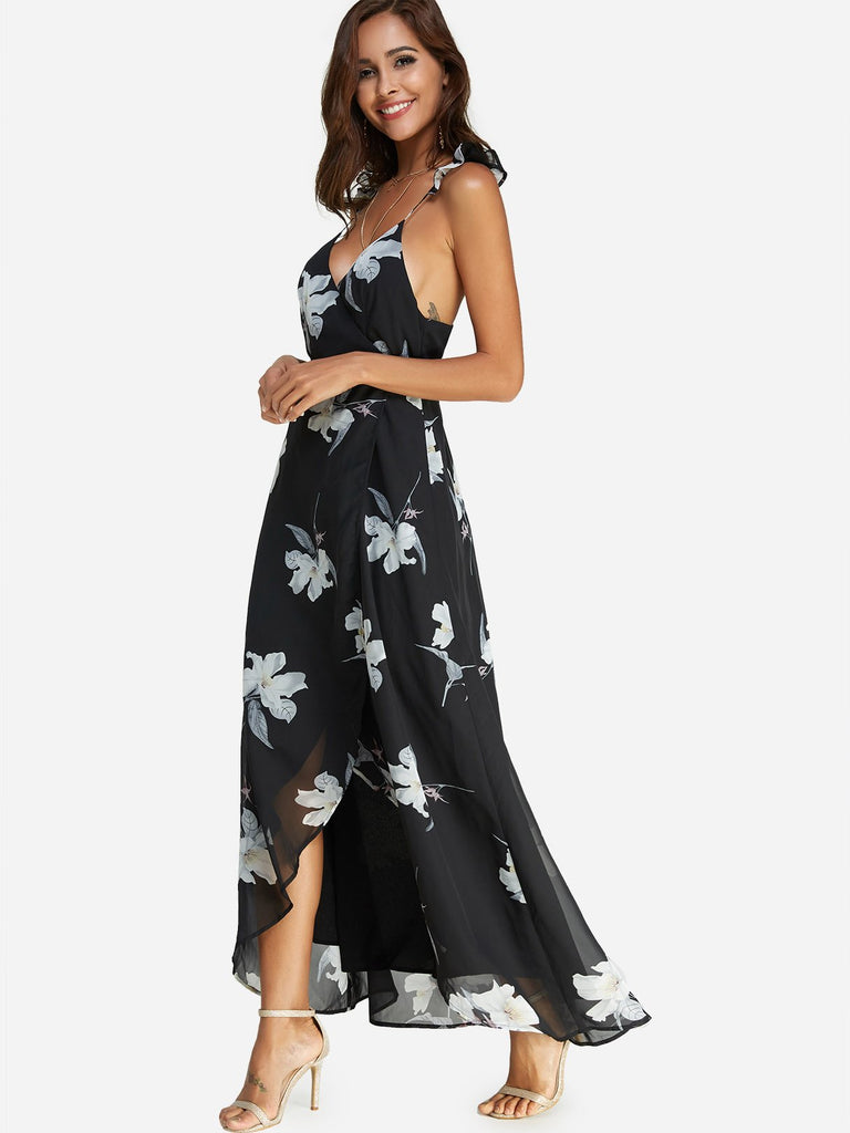 Ladies Black Floral Dresses