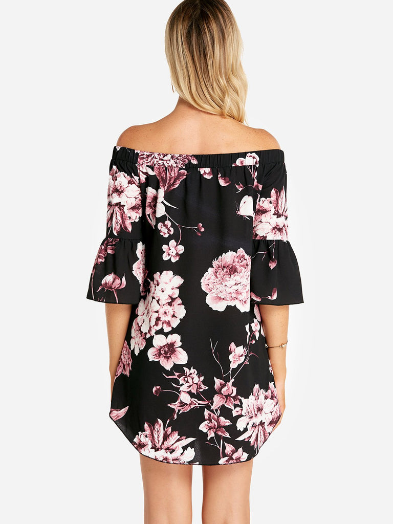 Womens Black Floral Dresses