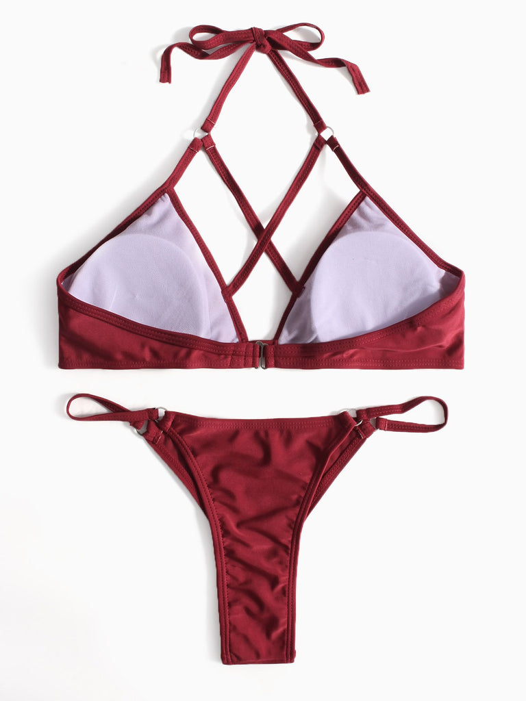 Womens Burgundy Bikinis