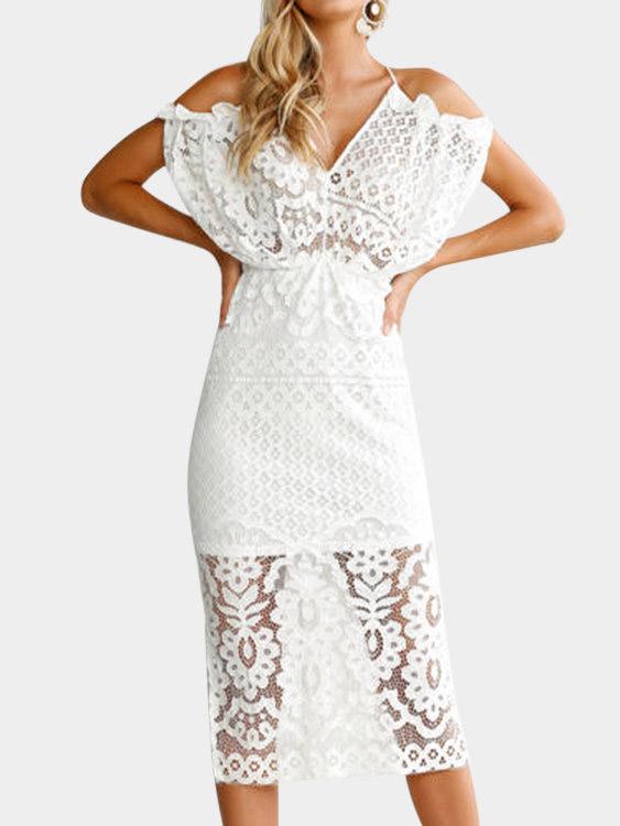 Ladies White Midi Dresses