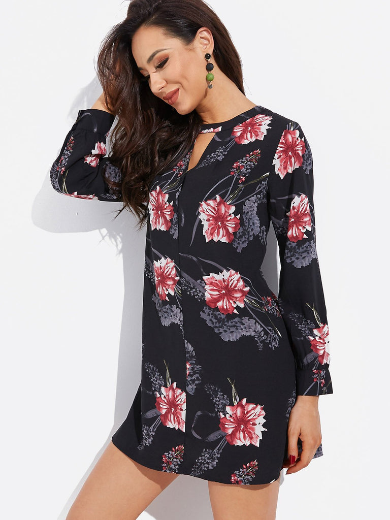 Ladies Black Floral Dresses