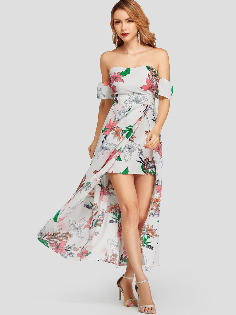 Womens White Floral Dresses