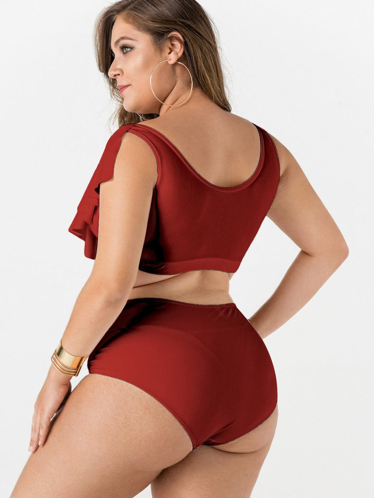 Womens Burgundy Plus Size Swimwear