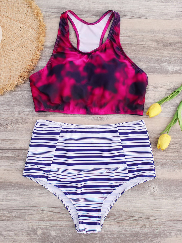 Random Floral Print Tankini Set