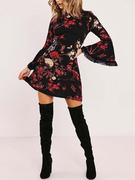 Womens Long Sleeve Mini Dresses