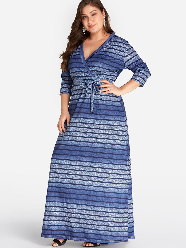 Womens Striped Plus Size Dress