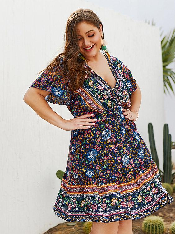 Ladies Short Sleeve Plus Size Dress