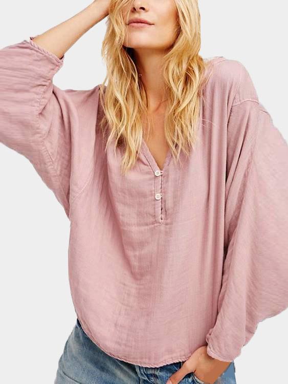 V-Neck Long Sleeve Rust Top