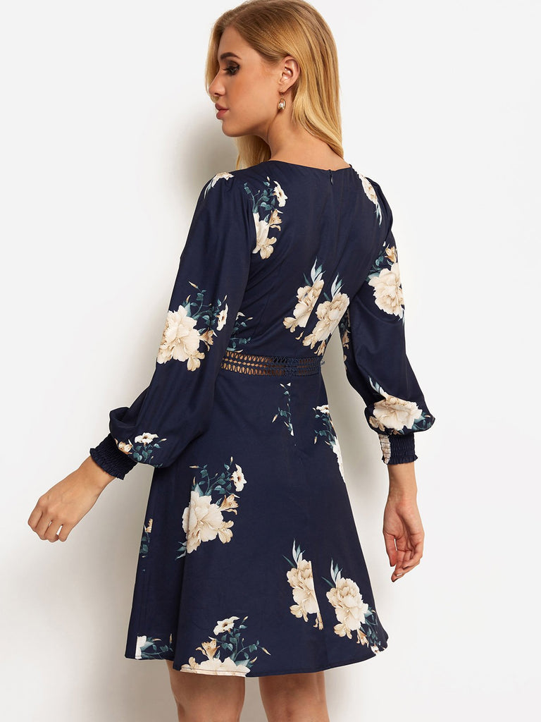 Womens Navy Floral Dresses