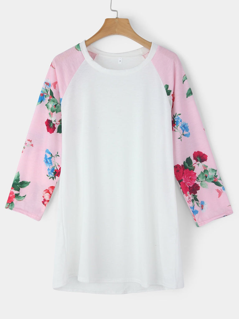 Cozy Round Neck 3/4 Sleeve White Top