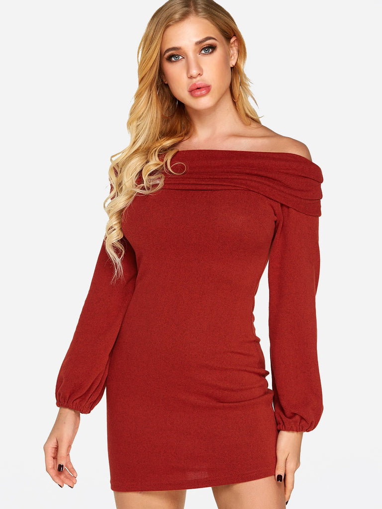 Ladies Red Off The Shoulder Dresses
