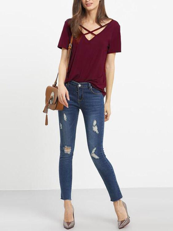 Ladies Burgundy T-Shirts