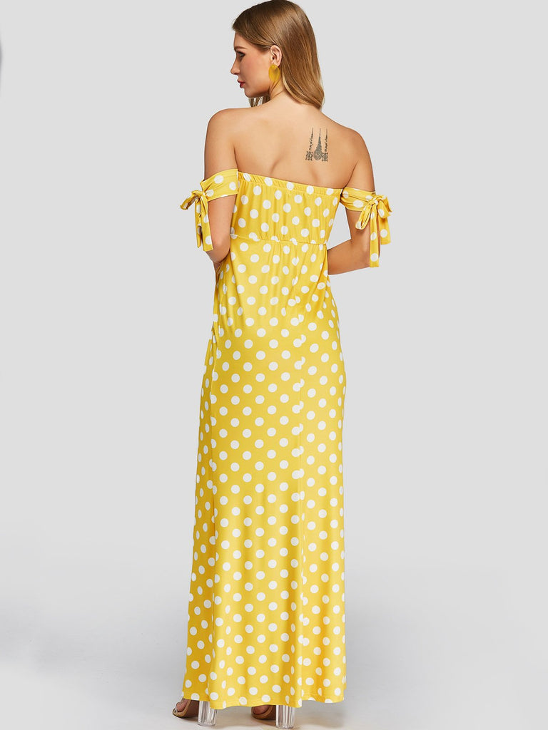 Ladies Yellow Off The Shoulder Dresses
