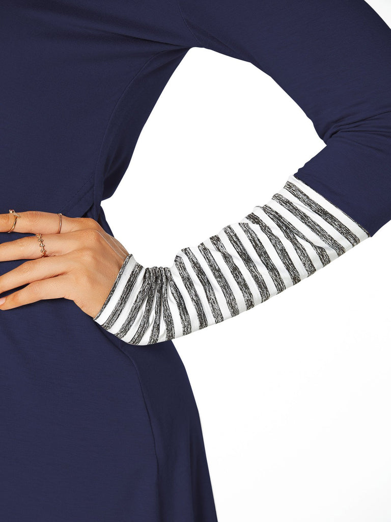 Ladies Black And White Striped Top