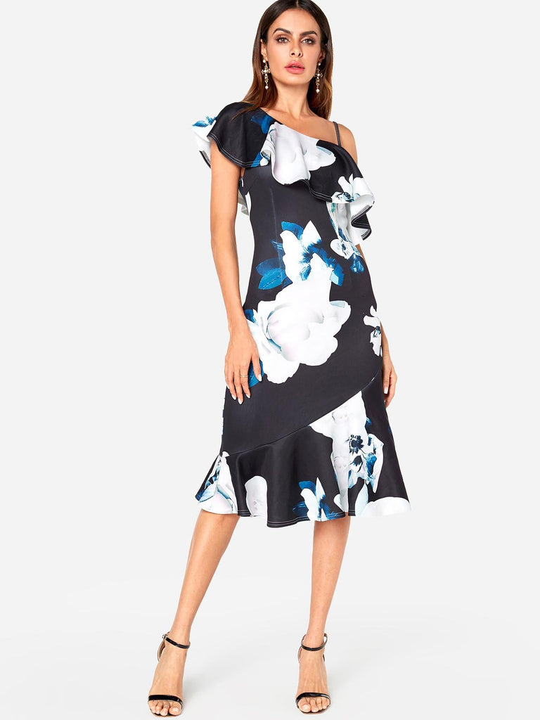 Ladies Navy Floral Dresses