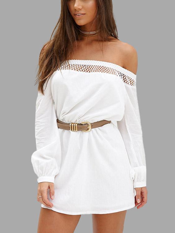 White Off The Shoulder Long Sleeve Sexy Dresses