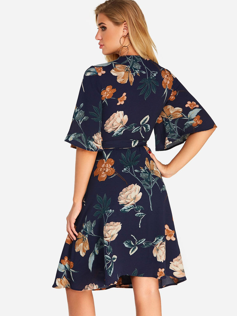 Womens Navy Floral Dresses