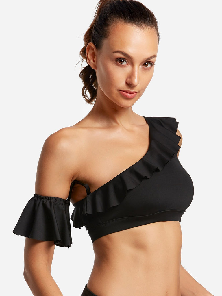 One Shoulder Sleeveless Black Camis