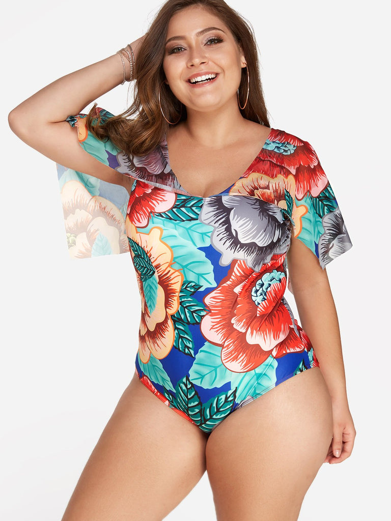 Ladies Short Sleeve Plus Size Swimwear