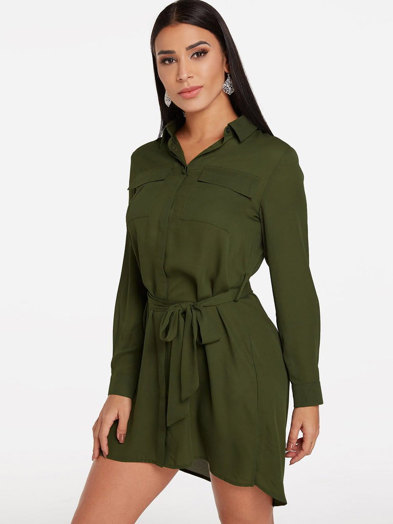 Ladies Long Sleeve Shirt Dress