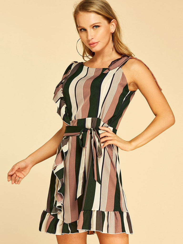 Ladies Color Block Mini Dresses