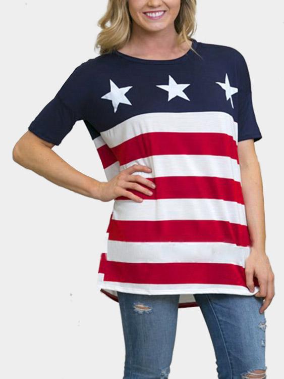Short Sleeve Round Neck Stripe T-Shirt