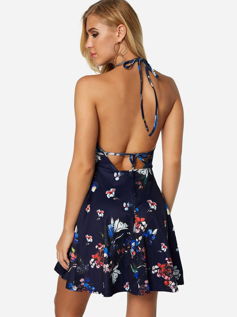 Womens Navy Floral Dresses