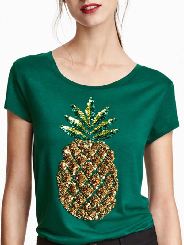Round Neck Short Sleeve Green T-Shirts