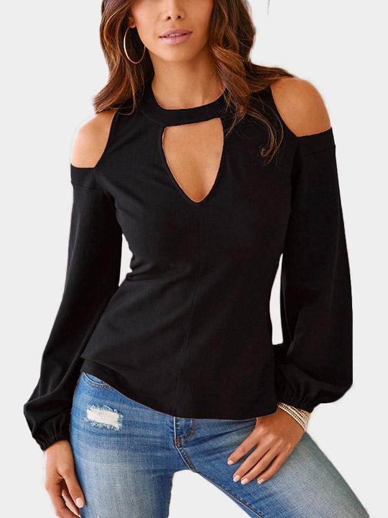 Cold Shoulder Cut Out Long Sleeve Top