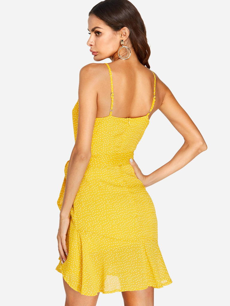 Womens Yellow V-Neck Dresses