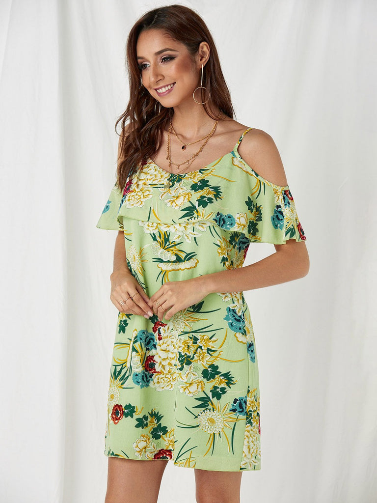 Womens Green Floral Dresses