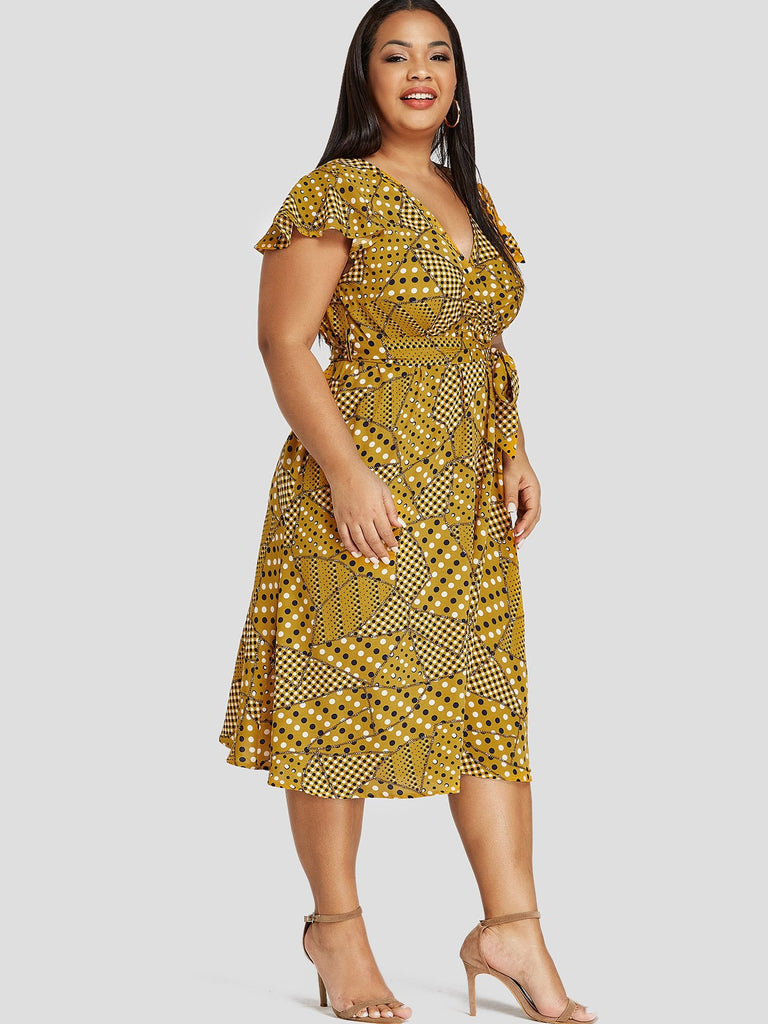 Womens Yellow Plus Size Dresses