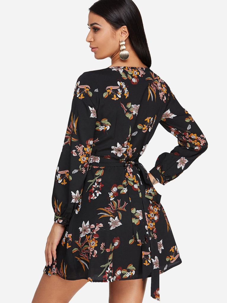 Womens Black Floral Dresses