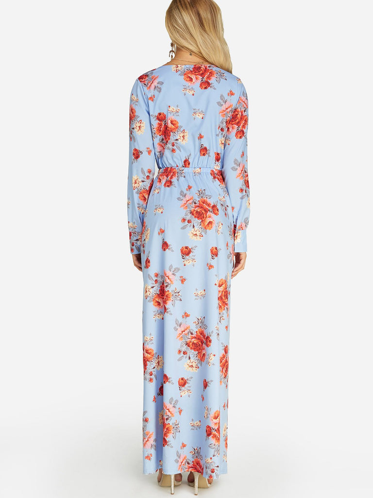 Womens Blue Floral Dresses