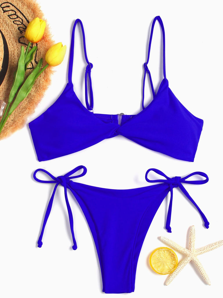 Spaghetti Twisted Front Tie-Up Design Bikini Set